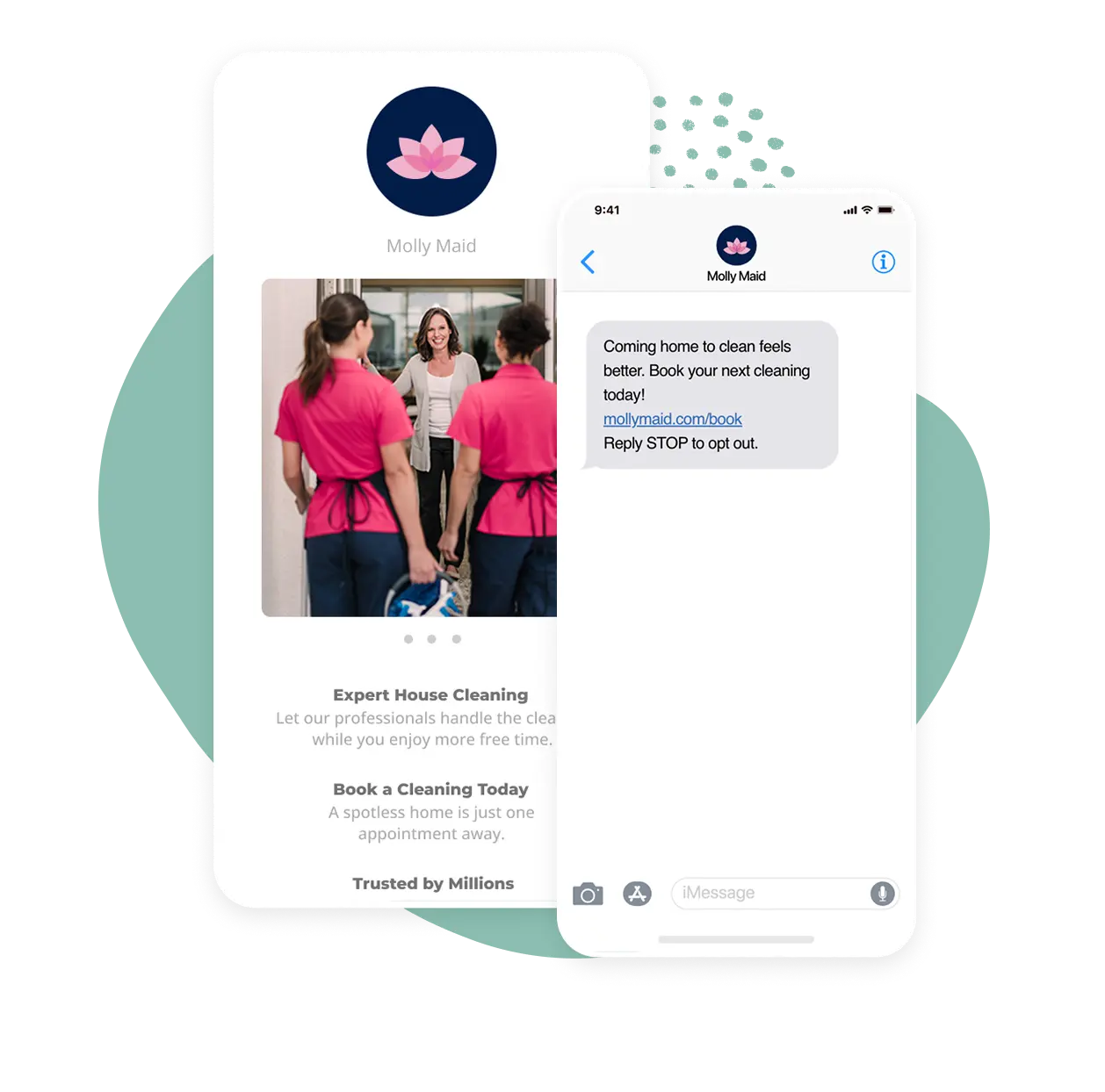 A branded mobile newsletter delivered through SMS Dispatch on a phone